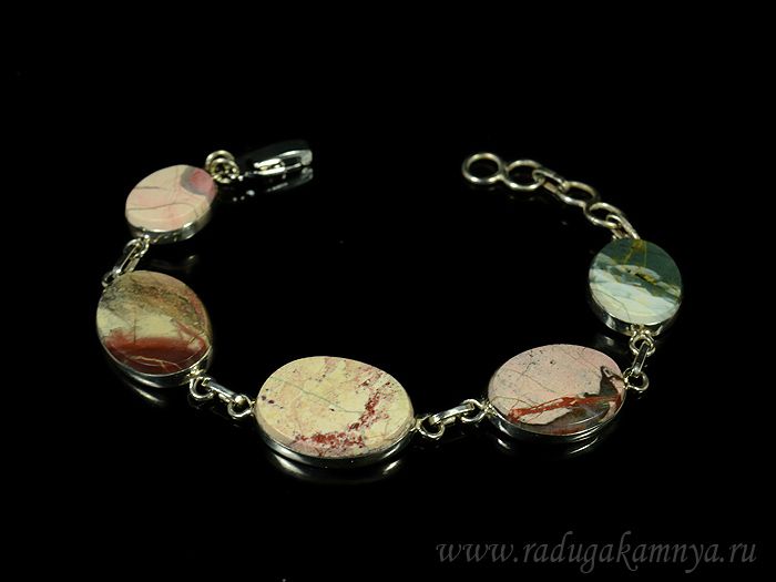 Bracelet with jasper oval 21*16mm, 17.5cm.