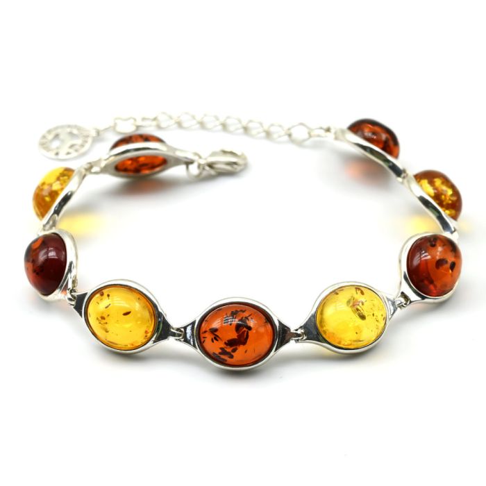 Amber bracelet C925 oval 12*13mm lemon, cognac, 19.5cm, 16.93g