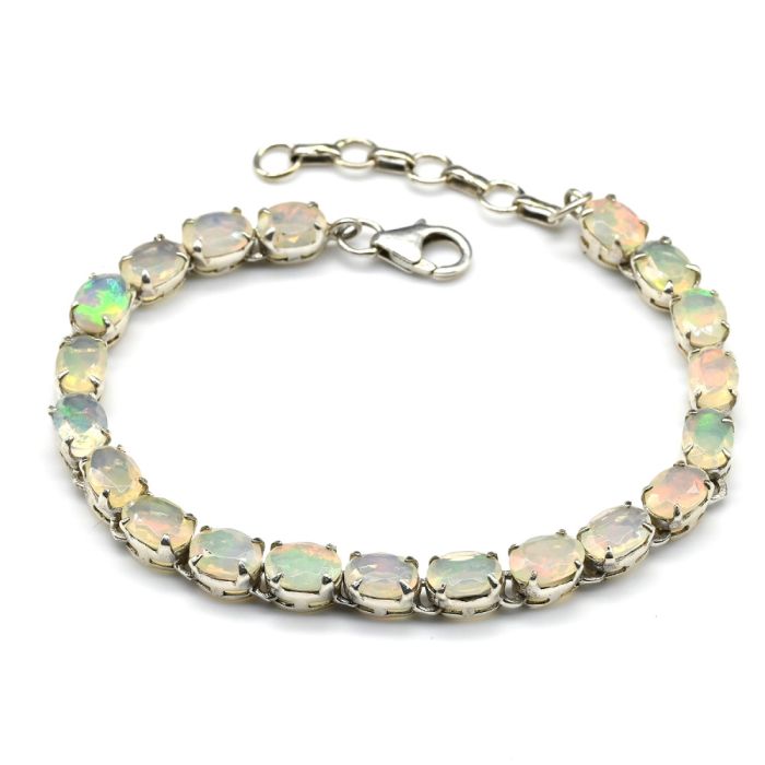 Bracelet C925 with opal oval 5*7mm, 17.5-20.5cm, 8.4g