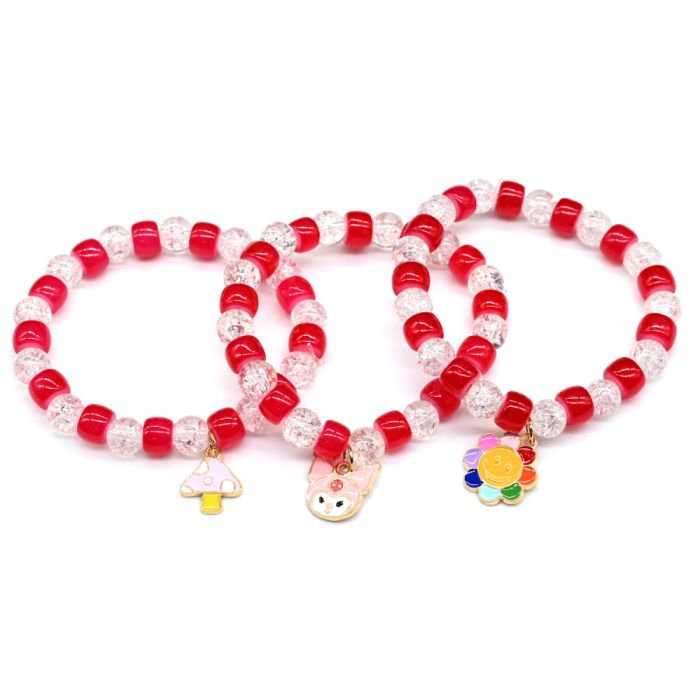 Bracelet with a ball pendant 8mm color crimson