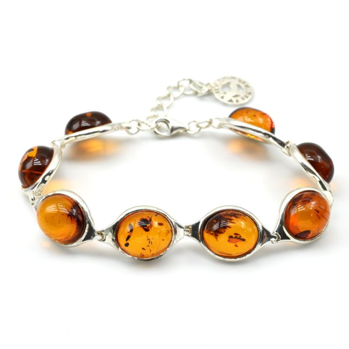 Amber bracelet C925 oval 12*13mm cognac, 17cm, 16.65g