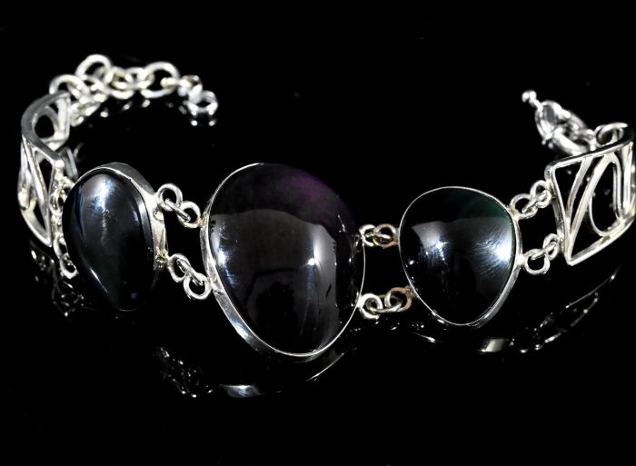 Obsidian rainbow bracelet, 17cm.